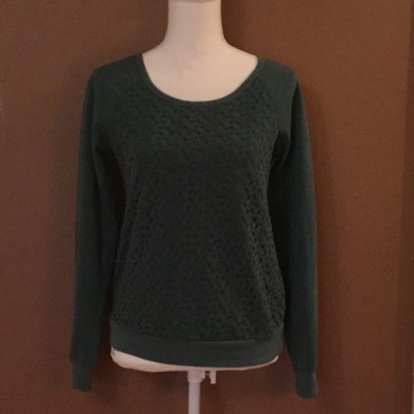 Maurices Sweaters - Marurice’s Green Crocheted Lace Front Pullover